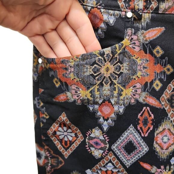 Zara Slim Printed Pants Women's Size Medium Straight Leg Side Hem Slits Multicol - Picture 14 of 15